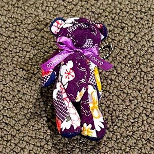 Conrad Hilton Tokyo 4” Bear Keychain Purse Charm Purple Bow